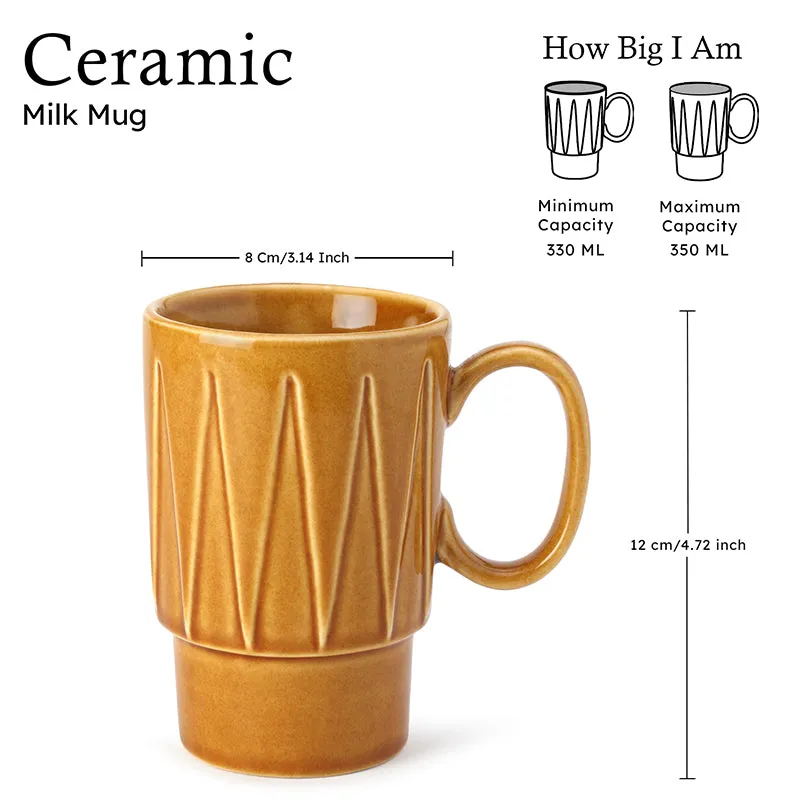 Kindred Ceramic Coffee Mug (Golden Brown/350 mL Each) - Set Of Two media 8
