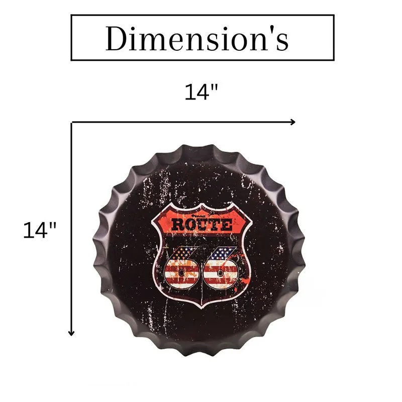 Route US 66 Rustic Bottle Cap Metal Wall Accent media 4