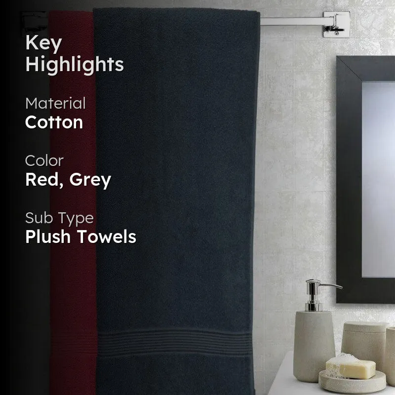 Bodil Bath Towel (Red & Grey) - Set Of Two media 2