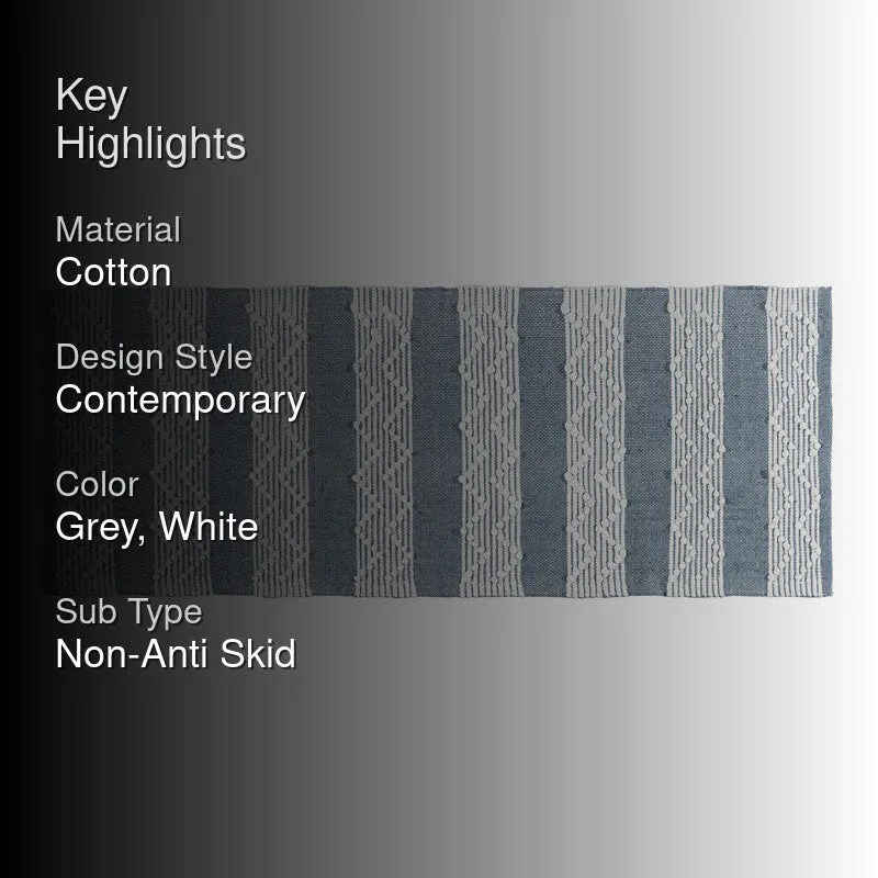 Weavax Cotton Runner Rug - Light Grey media 2