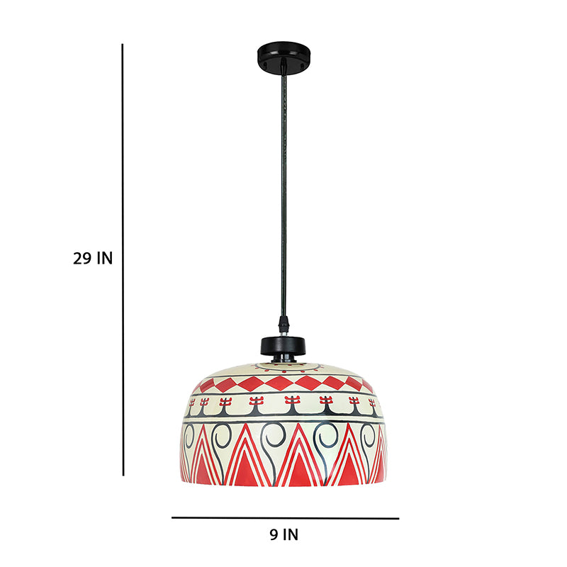 Tribal Echo Hand Painted Glass Hanging Lamp media 6