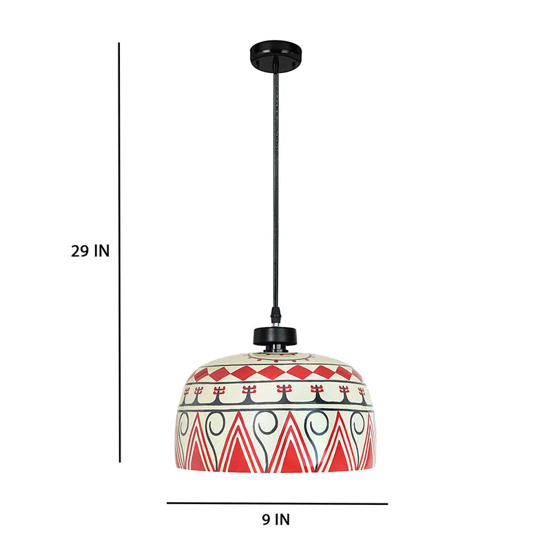 Tribal Echo Hand Painted Glass Hanging Lamp media 6