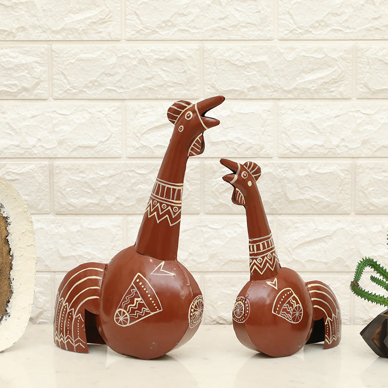 Pollo Metal Showpiece - Set Of Two