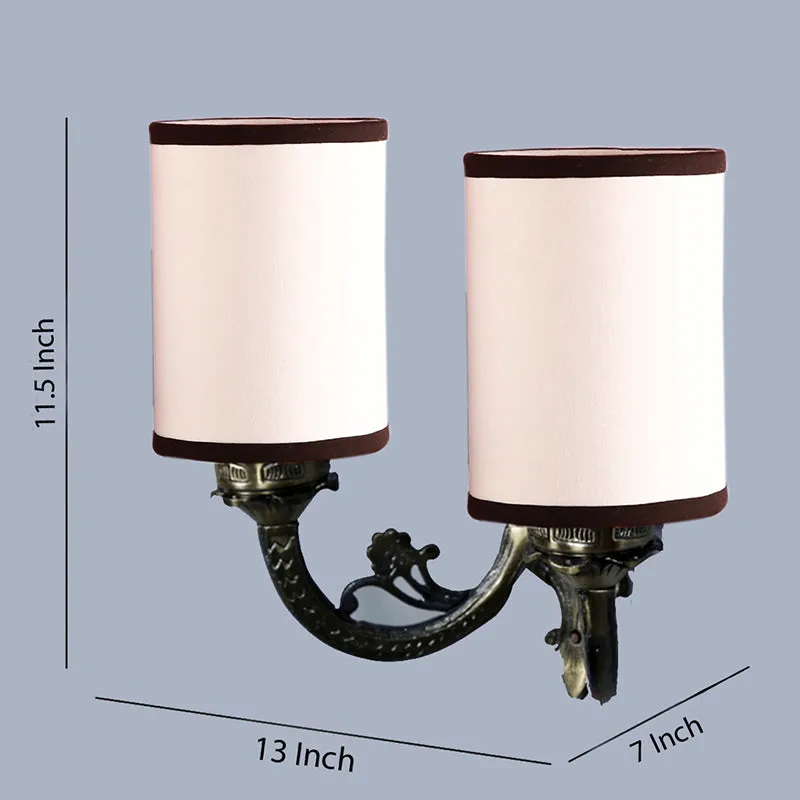 Vintage Cylindrical Duo Fabric & Metal Wall Lamp - White & Black media 4