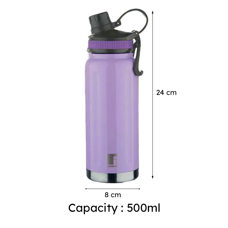 Bergner Walking Aquafit Thermosteel Hot And Cold Flask (Purple) - 500 mL media 6
