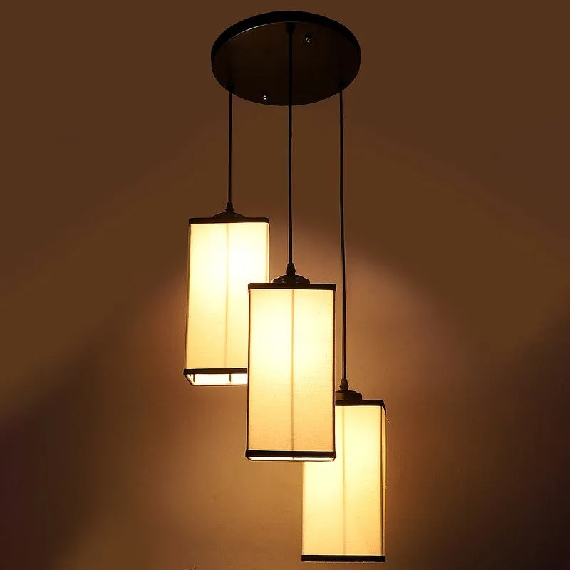 Warm Ivory Triple Metal Ceiling Lamp - White & Black media 7