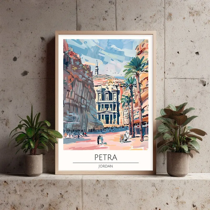 Vintage Petra Framed Canvas Archival Canvas Wall Painting - Natural Brown Frame media 3