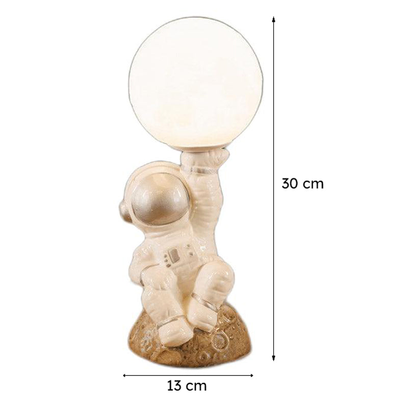 Astronaut Moon LED Ceramic Table Lamp - Whiite,Silver media 7