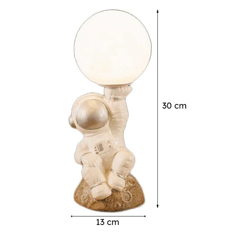 Astronaut Moon LED Ceramic Table Lamp - Whiite,Silver media 7