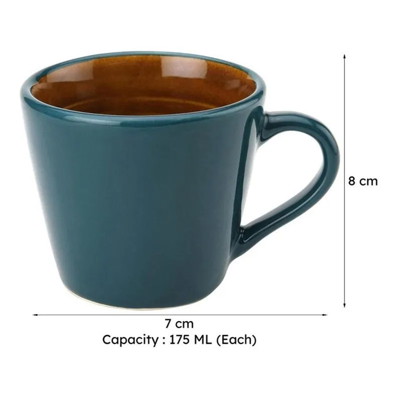 Karvaa Ceramic Tea Cup (175 mL Each)/Cyan)- Set of Six media 9
