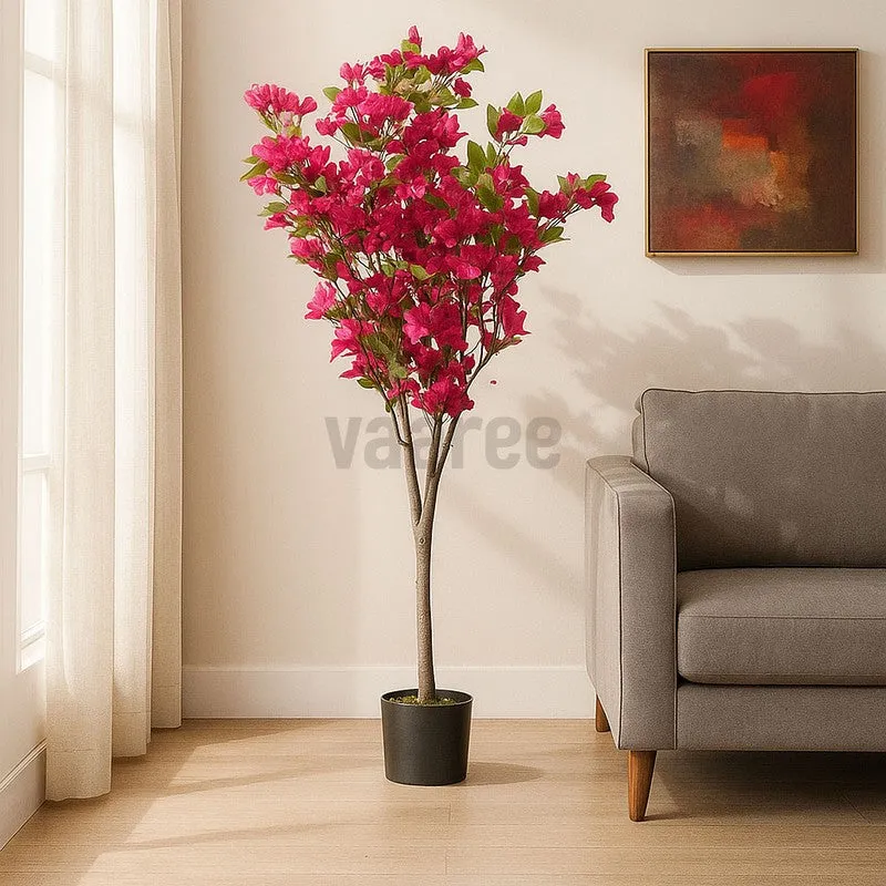 Faux Realtouch Bougainvillea Flower With Black Plastic Pot - 4.6 Feet media 3