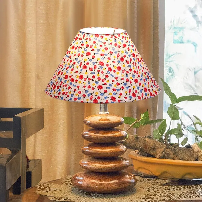 Glanorix Cotton Table Lamp With Wooden Base - Multicolor media 4
