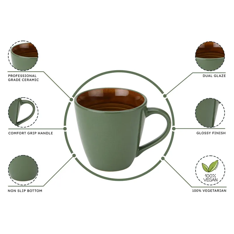 Karvaa Ceramic Coffee Mug (Forest Green/350 mL Each) - Set Of Two media 5