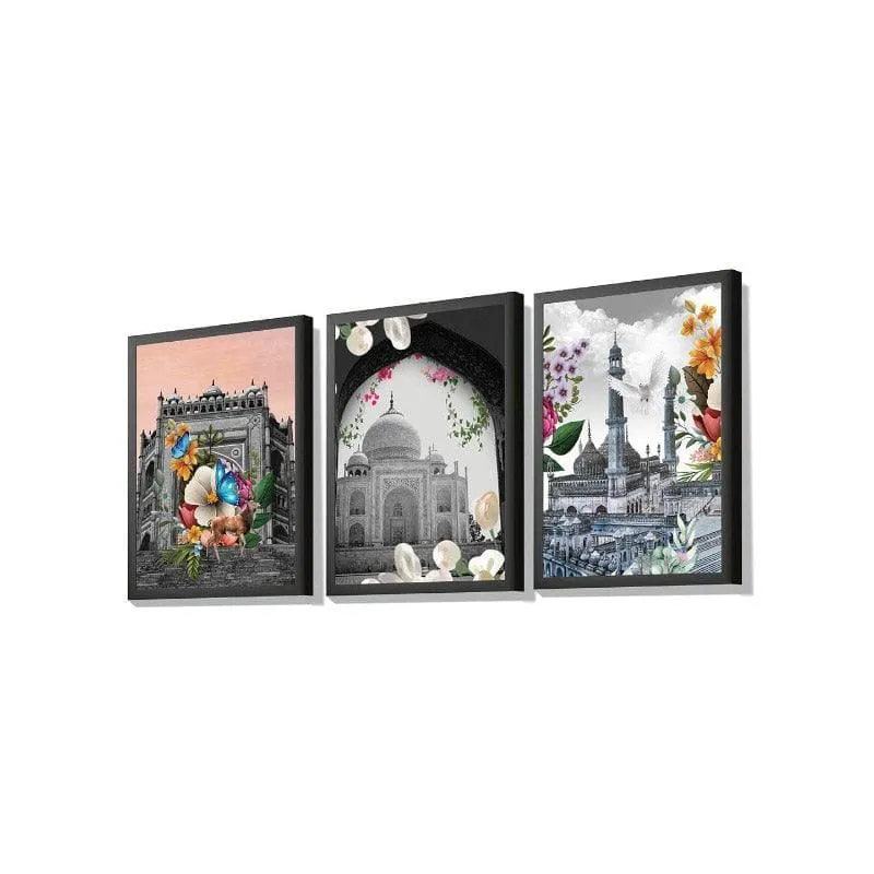 Indian Heritage Framed Paper Wall Painting - Set Of Three media 3