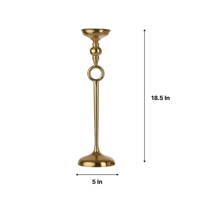 Luna Pillar Candle Holder (Gold) - Large media 4