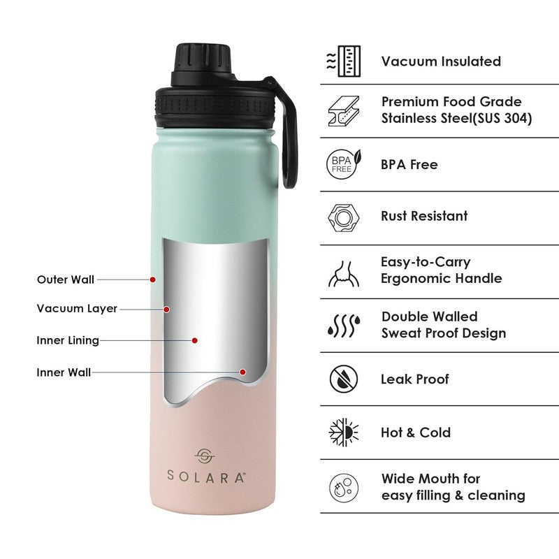 Solara Insulated Stainless Steel Bottle (650 mL) - Pink,Blue media 3