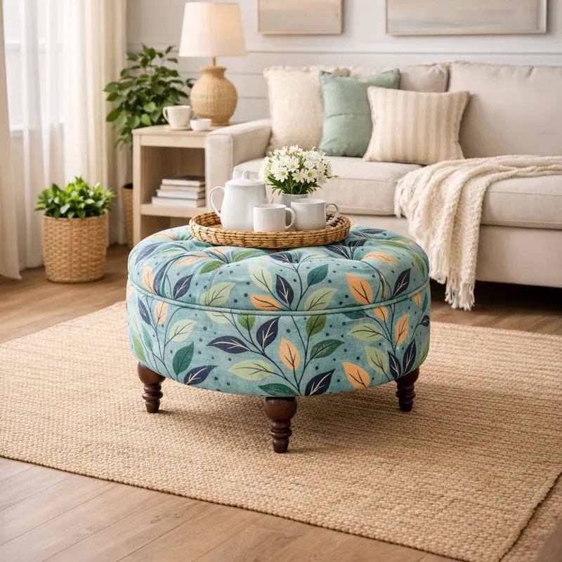 LoungePetal Teak Wood Ottomans & Pouffe - Blue media 1