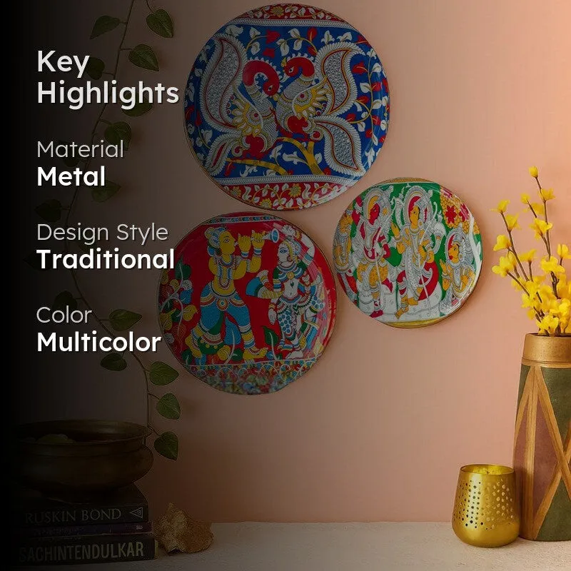 Kalamkari Charm Wall Plate - Set Of Three media 2