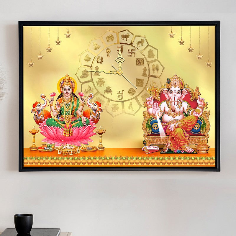 Lakshmi Ganesh Wall Art With Clock media 3
