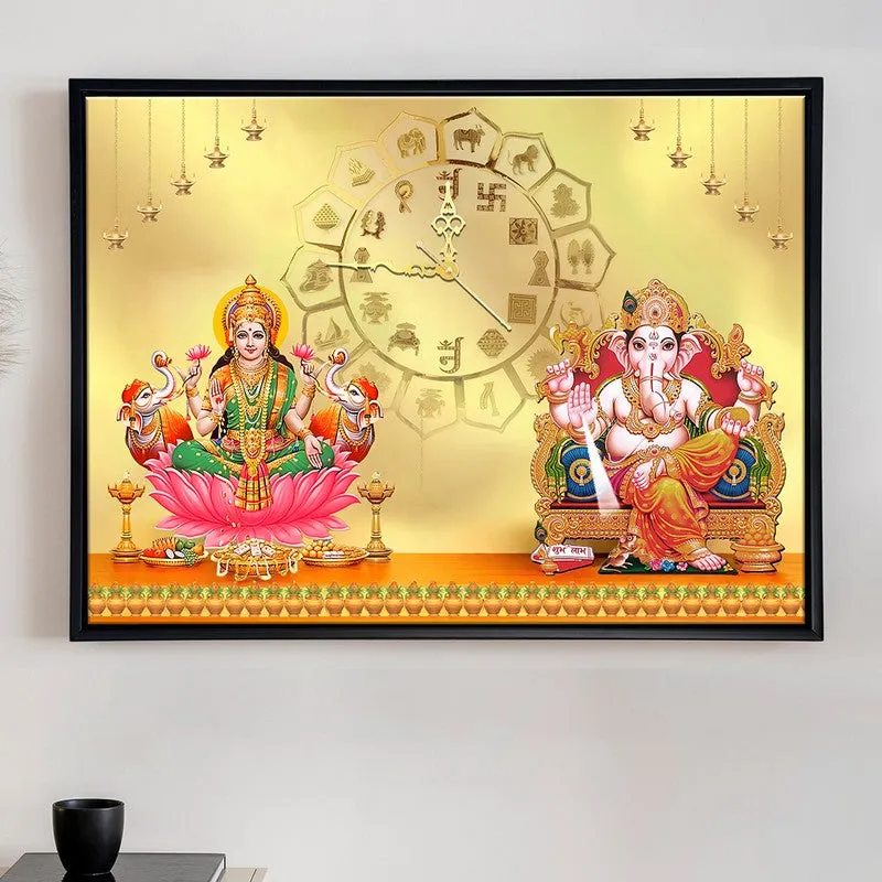 Lakshmi Ganesh Wall Art With Clock media 3