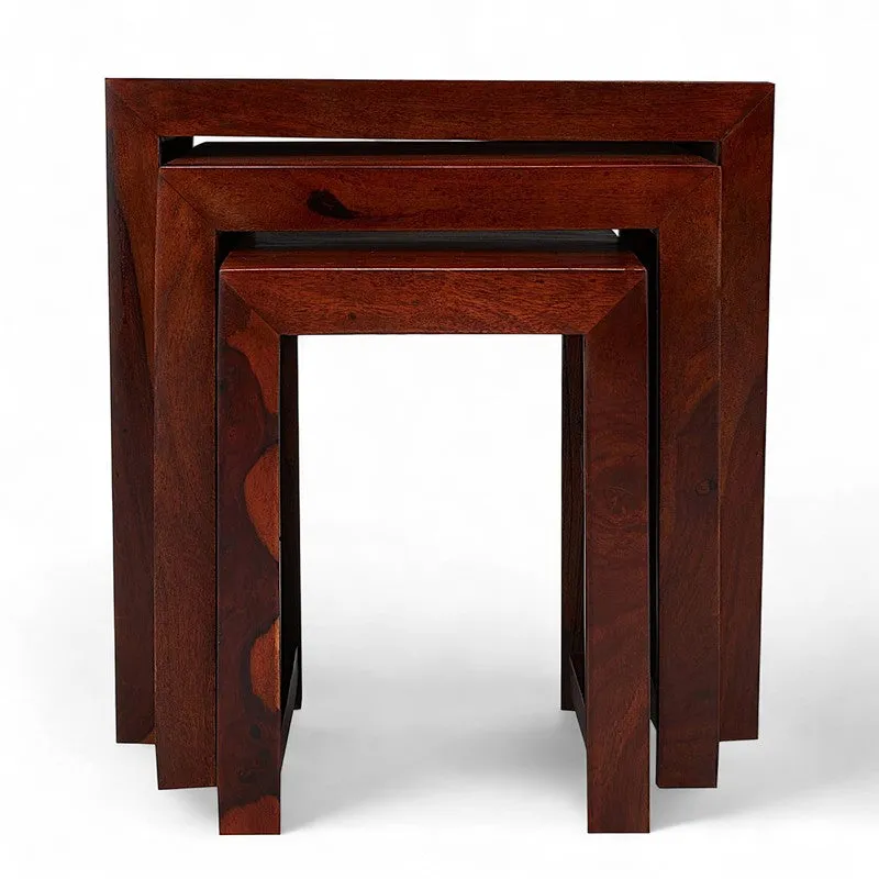 Sverox Sheesham Wooden Side & Bedside Table (Deep Brown) - Set Of Three media 4