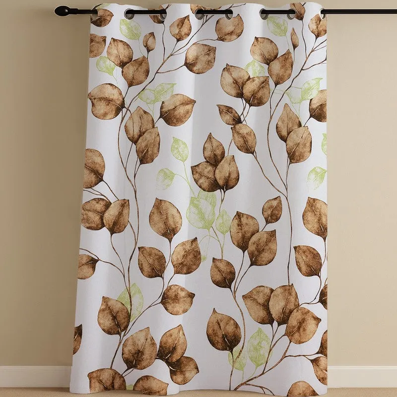 Garden Glow Cotton Curtain - Brown,White media 4