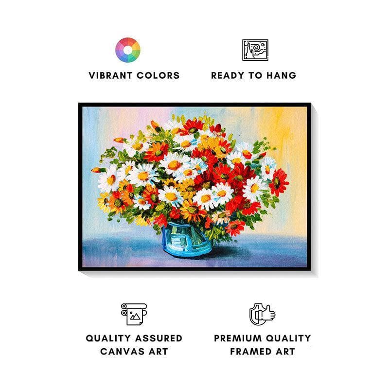 Flower Bouquet Canvas Wall Painting - Black Frame media 4