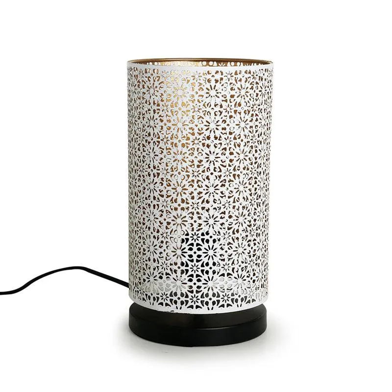 Misbah HandEtched Iron Table Lamp - White,Black media 3