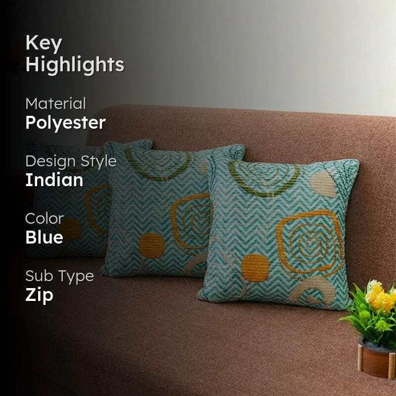 BlossomTrail Cushion Cover (Teal) - Set Of Three media 2