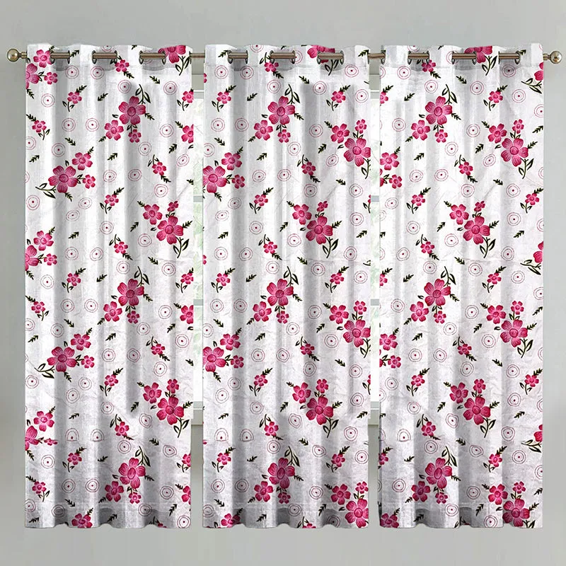 Eleonora Floral Cotton Curtain - Set Of Three media 1