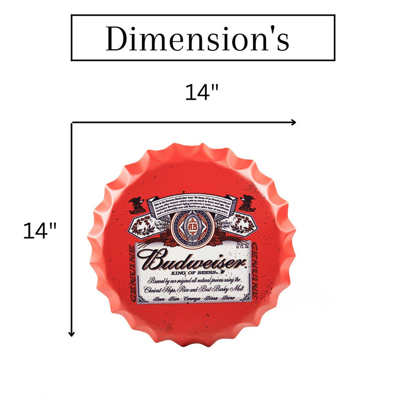 Budweiser Red Bottle Cap Metal Wall Accent media 4