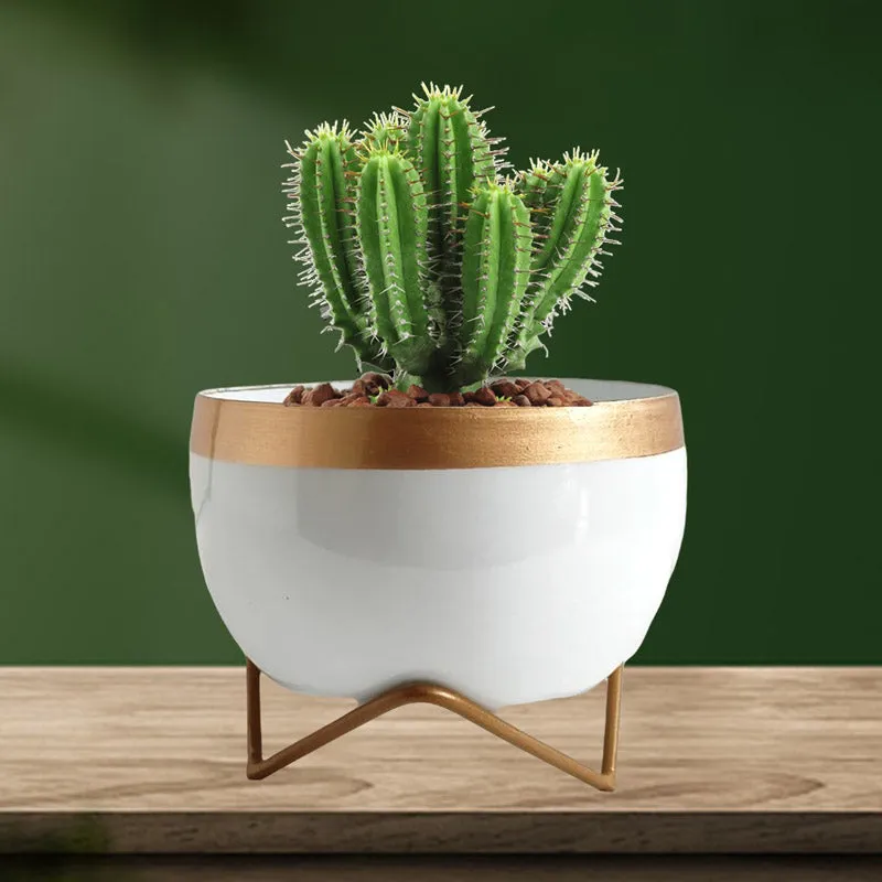 Attva Metal Planter With Stand - White media 3