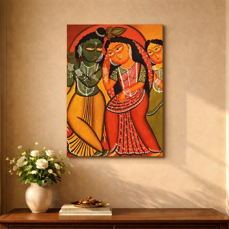 Radha Krishna Folk Canvas Wall Art & Paintings media 5