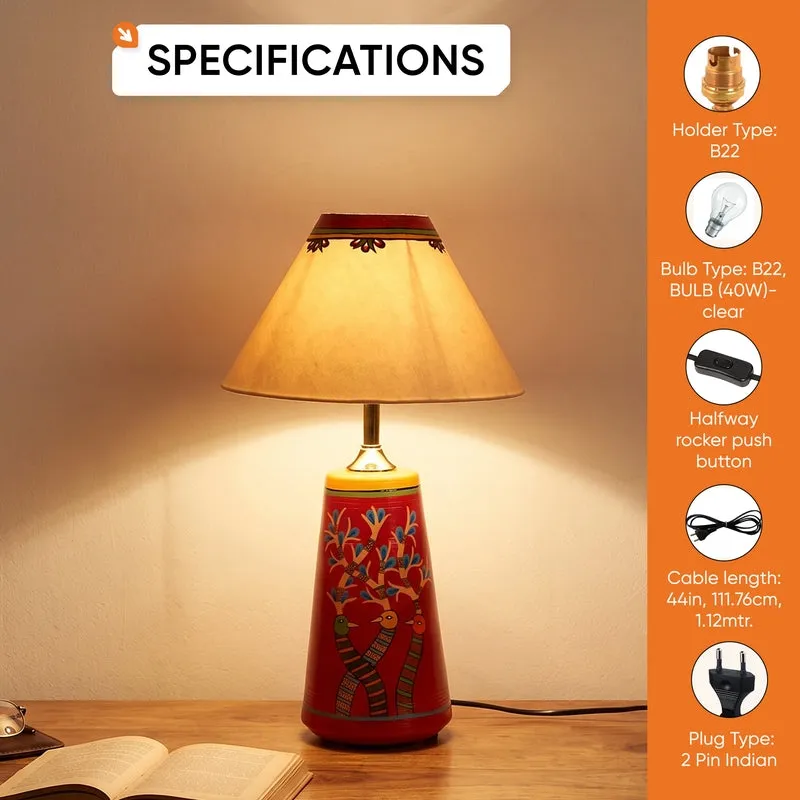 Birdo Chirp Terracotta Table Lamp - Multicolor - 18