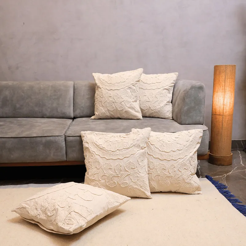 Plush Curves Tufted Cushion Cover (Ivory) - Set Of Five media 1