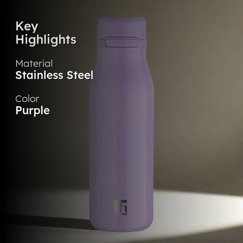 Bergner Walking Liquid Luxe Thermosteel Hot And Cold Flask (Purple) - 500 mL media 2
