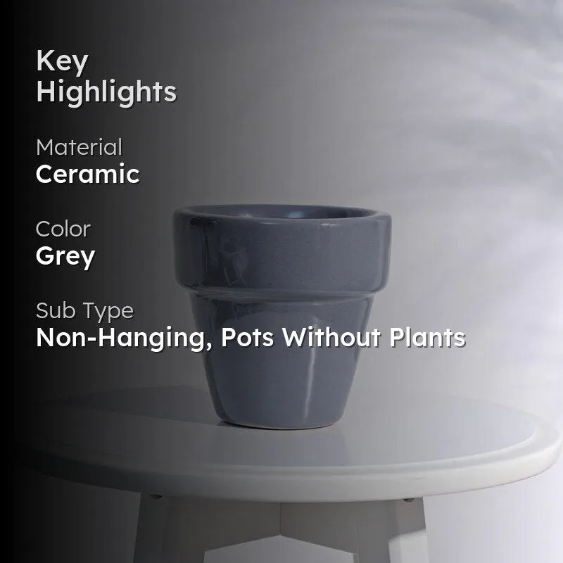 Ugaoo The Dream Gray Small Ceramic Pot media 2
