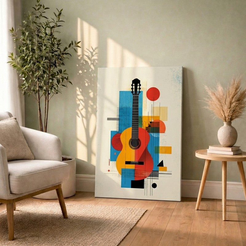 Rhythmo Color Guitar Canvas Wall Art
