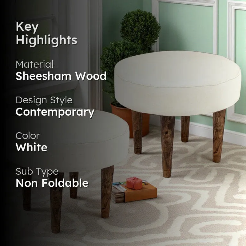 Oxaro Sheesham Wooden Stools (White) - Set Of Two media 2