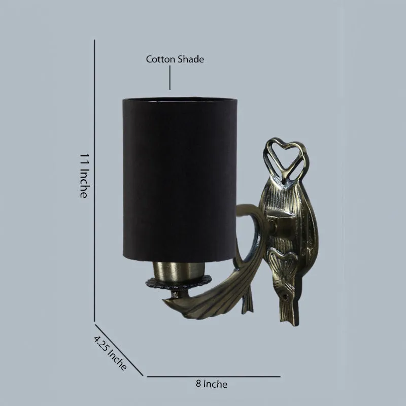 Love Gleam Atva Cylindrical Fabric & Metal Wall Lamp - Black media 5