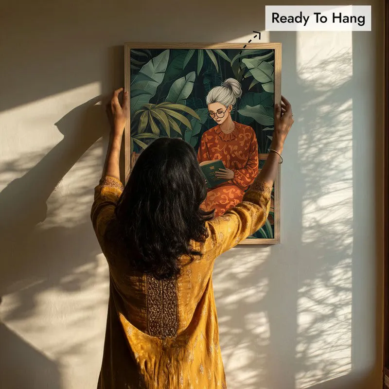 Story In Savanna Canvas Wall Painting - Brown Frame media 8