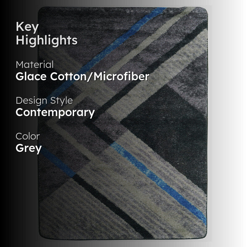Aaris Geometric Micro Fiber Area Rug - Grey media 2