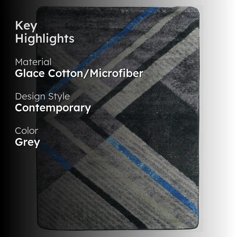 Aaris Geometric Micro Fiber Area Rug - Grey media 2