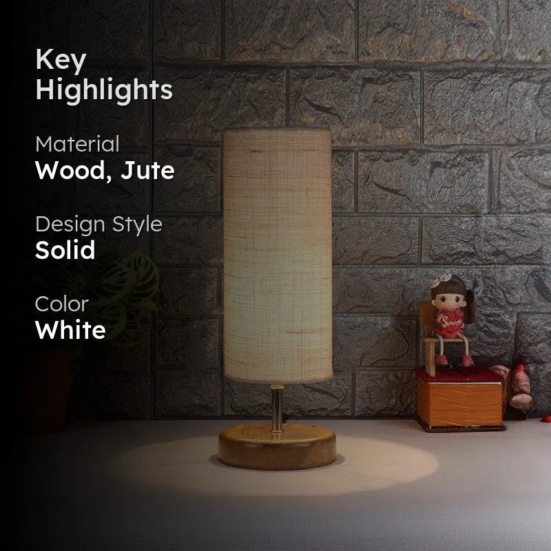 Hisha Wooden Table Lamp With Jute Shade - White,Brown media 2