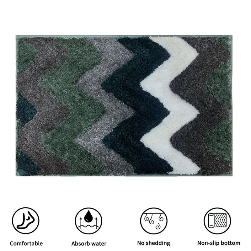 Mason Chevron Microfiber Bath Mat - Green media 8