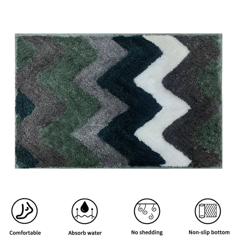 Mason Chevron Microfiber Bath Mat - Green media 8