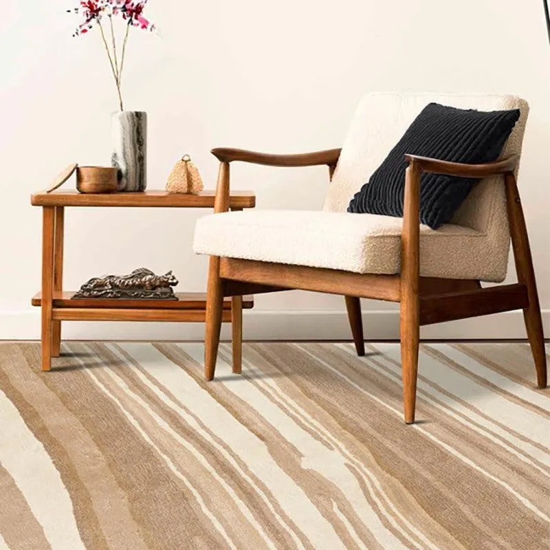 Thoth Hand Tufted Abstract Wool & Nylon Carpet - Beige media 3