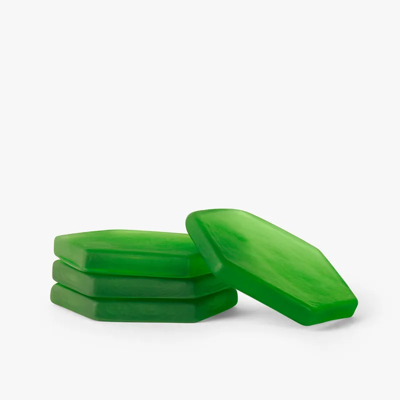 Glossy Hexa Glass Coaster (Green) - Set Of Four media 4