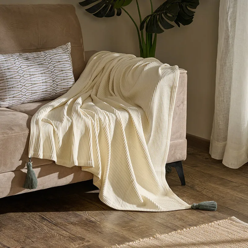 Nestlin Tassled Throw - Ivory & Grey media 1