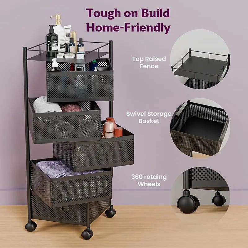 Tidy Mate Four Tier Corner Storage Rack With Wheels media 5